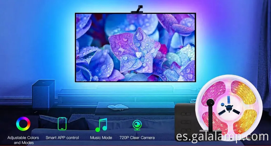 Sync Box & TV Kit de retroiluminación LED, tiras de iluminación ambiental de inmersión para computadora/TV de 65 pulgadas/captura inteligente de luces ambientales